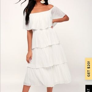 White Ruffle Off the Shoulder Dress